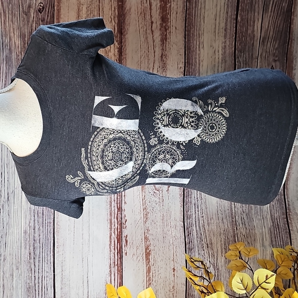 AEROPOSTALE GRAY CREWNECK CAP SLEEVE PULLOVER TEE